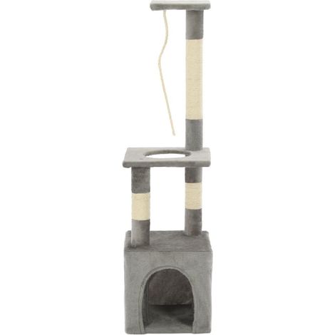 Tiragraffi albero per gatti cuccia per gatti giocattolo peluche sisal 109 cm grigio 3702239