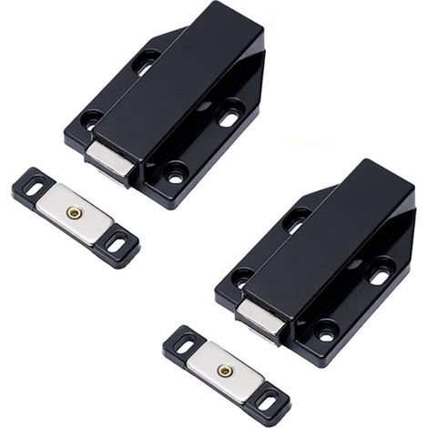 Fermeture Push to Open Aimant Loquet Magnetique Verrou Poussoir Porte 4 Pièces Amortisseur Porte Placard Push Open pour Armoire Tiroir Systeme Noir (1/5)