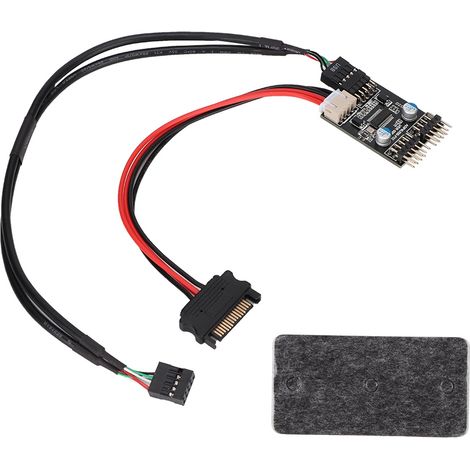 Port USB 2.0 Mâle vers 2 Ports Mâles, HUB d'Extension Double 9PIN avec Câble d'Alimentation SATA (1/5)
