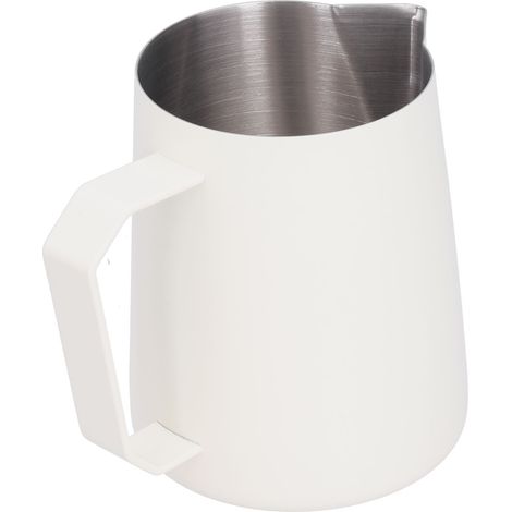Pichet à lait 600 ml en acier inoxydable 304, avec bec verseur pointu, idéal pour la maison et les cafés (blanc). (1/5)