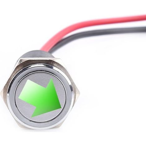 12V 14mm Métal Symbole Indicateur LED Tableau de Bord Avertissement Antibrouillard Tête Plate Abat-jour Argent pour Vélo Voiture Bateau Lampe(Tourner la lumière Sign2) (1/5)