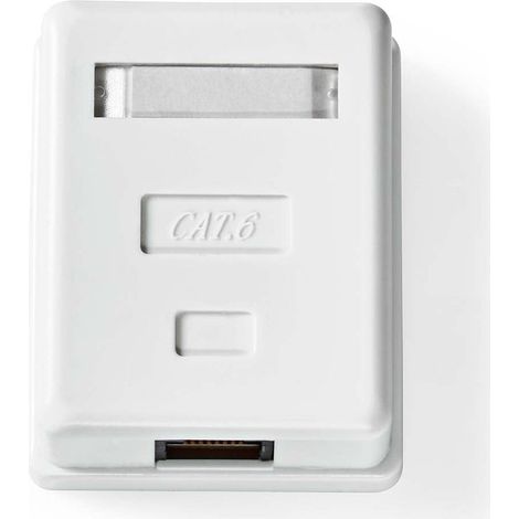 Boite murale reseau sur le mur 1 port ports utp cat6 droit femelle plaque or abs blanc boite (1/5)