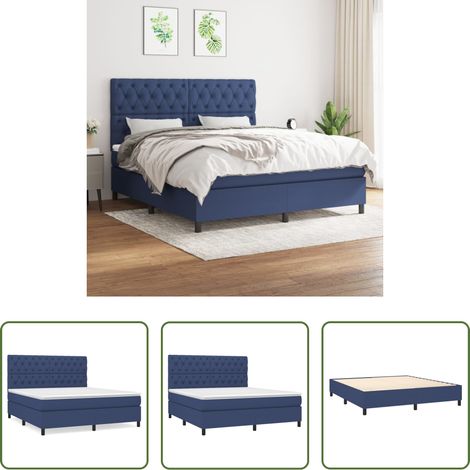 vidaXL Kopfteil - Boxspringbett mit Matratze Blau 160x200 cm Stoff (1/5)