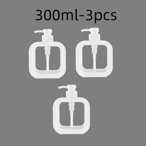 (blanc - 300 ml - 3 pièces) Distributeurs de savon de salle de bain rechargeables pour lotion, shampoing et gel douche, distributeur de voyage portable, flacon pompe vide (1/5)
