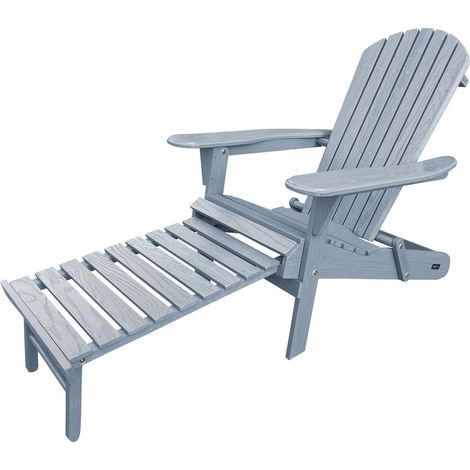 Axi Alexa Chaise Adirondack Avec Repose-Pieds, Pliable, Couleur Grise  Transat De Jardin / Bain De Soleil / 100 % Bois De Pruche, Pour 1 Personne, Avec Accoudoirs Et Dossier Haut  147 X 78,5 X 89 Cm