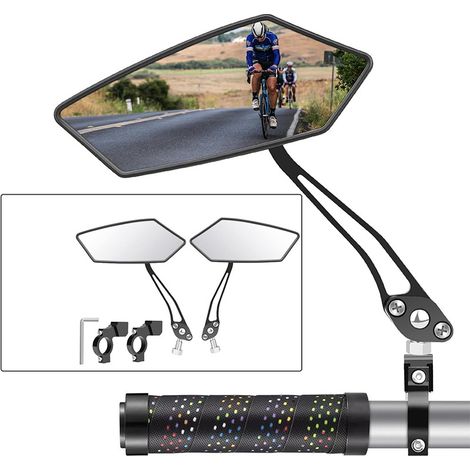 Lot de 2 rétroviseurs de vélo, rétroviseur réglable à 360° pour vélo, surface miroir en verre véritable HD 15,5 cm, résistant aux chocs pour vélo, E-bike, scooter, moteur, s'adapte au guidon 22-25 mm (1/5)