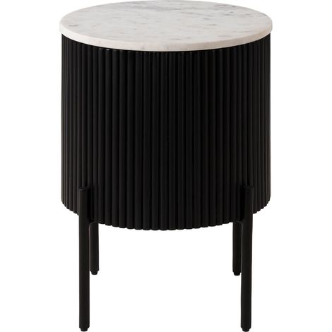 Beistelltisch Mango schwarz / weiß lackiert 40x40x52 cm montiert BARCELONA 130 (1/3)