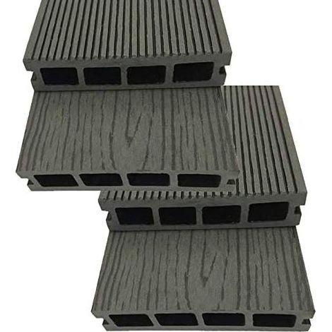 Pack 4 Tablones jardín composite 220x14,6x2,5 cm gris, pavimento exterior, decoración jardín