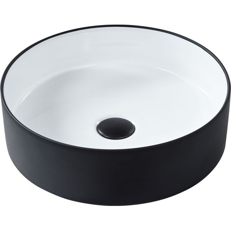 Lavabo da bagno in ceramica ⌀ 40 cm Bianco e nero finitura lucida Tebar