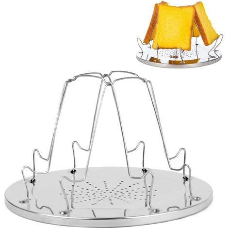 Grille-pain de camping pour réchauds, support à toast pliable 4 tranches, plateau à toast portable pour réchauds à gaz, accessoires pour grille-pain de camping (1/5)