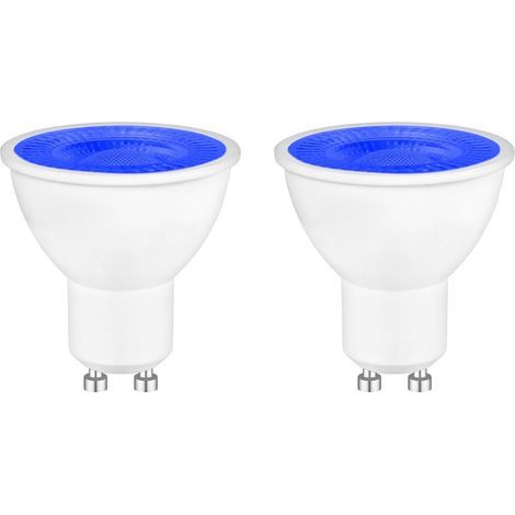 Lot de 2 Bleu Ampoules LED GU10 5W Spot, MR16 Couleur Lampe de Projecteur, Équivalent 50W Halogène, 500LM, Angle de Faisceau 120°, Non Dimmable, Éclairage Décoratif pour Paysage, Scènes, Bars, Fête