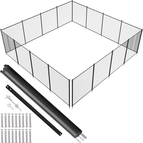 Clôture de Piscine, Barrière de Piscine Creusée 1,21x14,63 m Clôture Amovible de Sécurité Pliable Tige en Aluminium Tissu Maille PVC Teslin 340 g/m² pour Protection Enfants Animaux Domestiques (1/5)