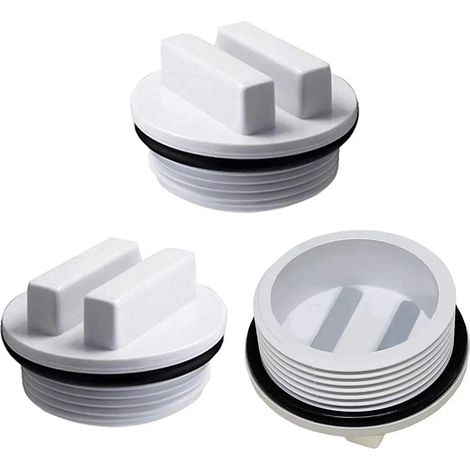 Winter pool maintenance kit with plug and 1.5-inch hose – 3-piece set including frost protection plug, drain plug and return hose adapter with O-ring for closing above-ground pools.