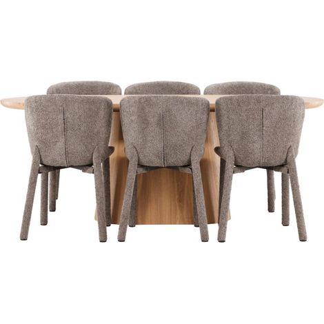 Stjärnö ensemble pour salle à manger table 90x200cm et 6 chaises nature, brun. (1/5)