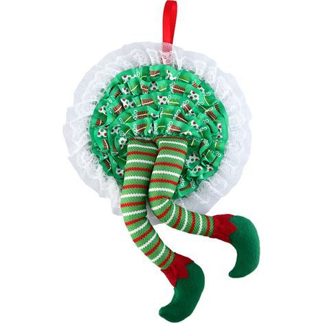 Weihnachtskranz mit Elfenbeinen zum Aufhängen, als Türdekoration, Weihnachtsbaumschmuck oder Partydekoration (1/4)