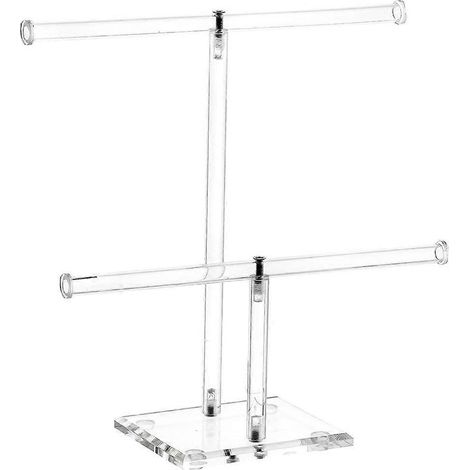 2-stufiger, transparenter Acryl-Haarband-Präsentationsständer mit T-Schiene (1/4)