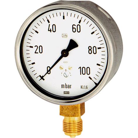 Riegler Kapselfedermanometer, G 1/2 radial unten, -25 / +15 mbar, Ø 100, 6804 (1/2)