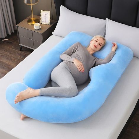 Coussin de grossesse - Coussin de corps / Coussin pour femmes enceintes - 155 x 75 x 60 cm Bleu clair-AquaForge (1/5)