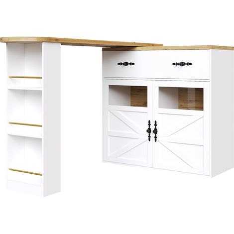 Ausziehbarer Bartisch mit Stauraum Weiß MDF 138-204 x 39 x 104 cm MODENUIT (1/5)