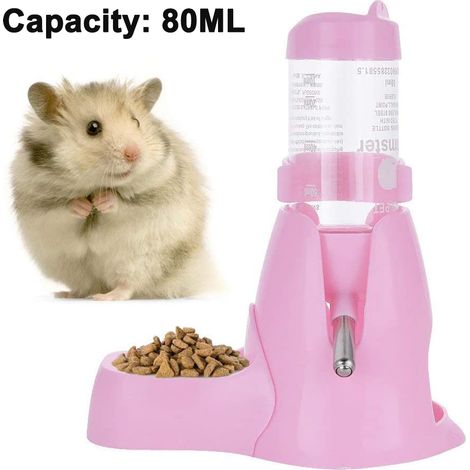 Bouteille d'eau pour hamster, bouteille d'eau automatique pour petits animaux avec base pour distributeur de nourriture, distributeur d'eau suspendu pour petits animaux (1/4)