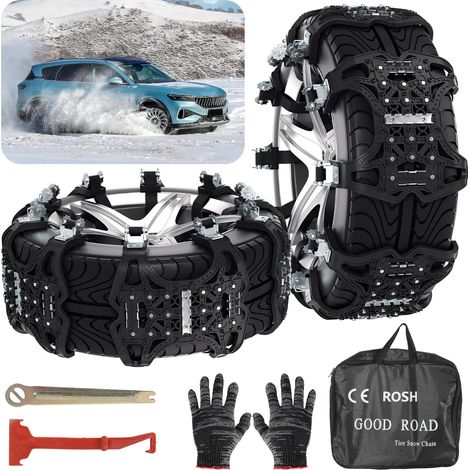 TolleTour 6 Stück Schneeketten aus TPU mit Stahlspikes, rutschfeste Reifenkette für 165–285 mm Reifen, für Auto und SUV (1/5)