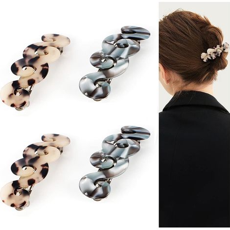 Lot de 4 pinces à cheveux plates pour femmes - Pinces à cheveux mates - Pinces à mâchoires résistantes - Accessoires de coiffure pour cheveux épais et fins Stijl H (1/5)
