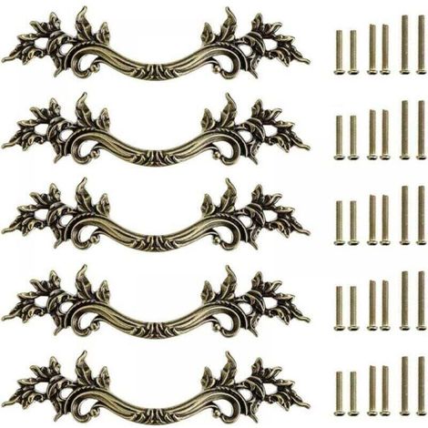 (bronze) 5pcs Vintage Door Handle Retro Cabinet Door Knob, Decorate Drawer, Dresser, Cupboard, Furniture etc