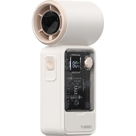 Ventilateur Main Sans Fil Haute Vitesse Type Turbine avec Écran Numérique USB Rechargeable Puissant et Portable pour Bureau Voyage Couleur Blanche