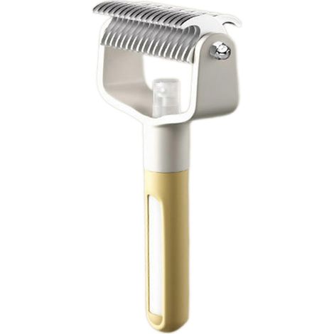 Brosse de toilettage professionnelle pour sous-poil d'animaux - Conception double face réduisant la perte de poils chez les chiens et les chats à domicile - Jaune (1/5)