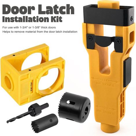 Kit de montage pour loquet de robinet à trou (jaune) Foret de perçage pour serrure sphérique + kit d'installation de loquet de porte (1/5)
