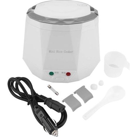 1.3L Cuiseurs à Riz pour Voiture Boîte Déjeuner Chauffante Boîte à Repas Électrique 12V Pour Les Chauffeurs et Réchauffer Les Plats au Bureau(White) (1/4)