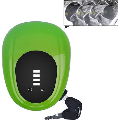 Phare avant vélo électrique LED éclairage vif boîtier étanche ABS 140 dB signal sonore sécurité 12.1x16.2x8.5cm vert 1 pièce (1/4)