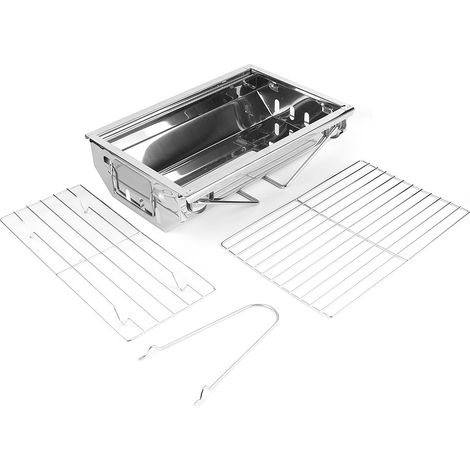 Barbecue portable pliable en acier inoxydable, kit d'outils de gril à charbon pour camping randonnée pique-nique extérieur (1/5)