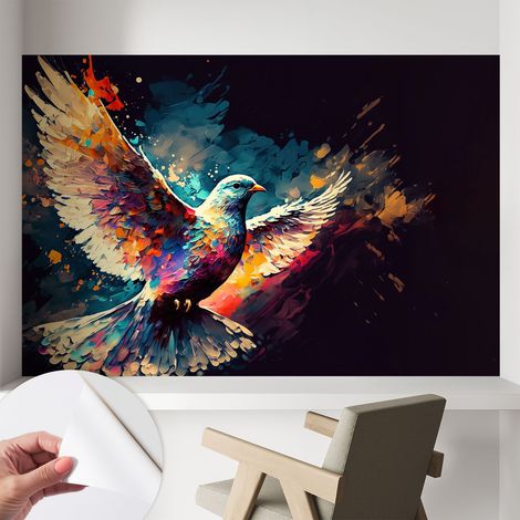 Tapete adhésive moderne pour salon et chambre à coucher Décoration rapide avec colle Oiseau coloré 104x70 cm (1/5)