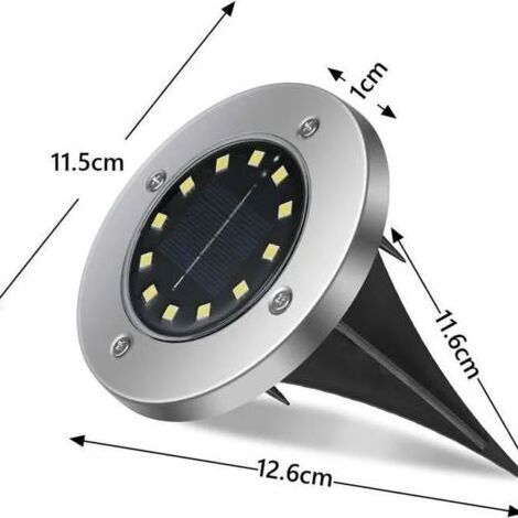 Solar-Außenleuchte - 8 LED-Strahler - IP65 wasserdicht - Edelstahlgehäuse - Einbauversion [8 LEDs - Weißes Licht] (1/5)