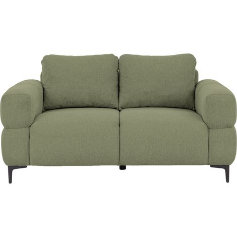 ELTON - Canapé droit tissu lisse 2 places Vert (1/5)