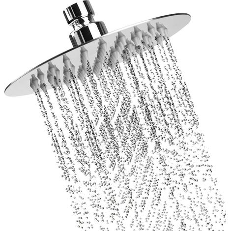 Grand pommeau de douche rond en acier inoxydable poli miroir 1/2"
