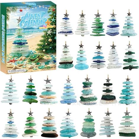 Havsglas Tomte Calendrier de l'Avent 2026 – Liten Tomte Julnedräkning Sapin de Noël B (1/5)