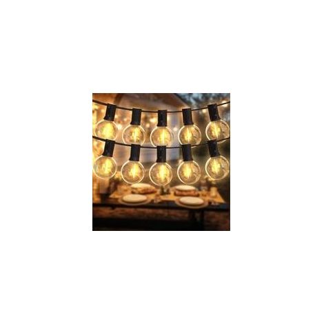 Guirlande lumineuse, 15M Guinguette Guirlande Lumineuse Extérieures, LED Guirlande Lumière Exterieur avec 26 Ampoules E12 G40 en Plastique en Plein Air, IP45 Étanche Guirlande Guinguette pour Jardin C