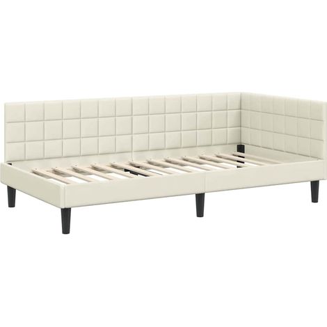 Lit simple,Lit adulte,Cadre de lit d'angle Crème 100 x 200 cm Velours CFW5148242 (1/5)