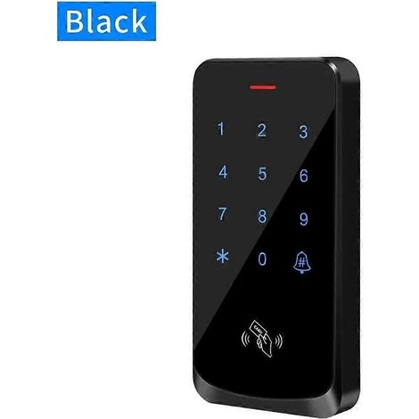Serrure de porte, lecteur de carte de contrôle d'accès, étanche IP67, RFID, 125 kHz, clavier de contrôle, écran tactile, contrôleur de contrôle d'accès, électronique intelligente, noir. (1/5)