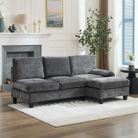 Canapé d’angle convertible 3 places en tissu gris 194 x 118 x 81 cm (1/5)