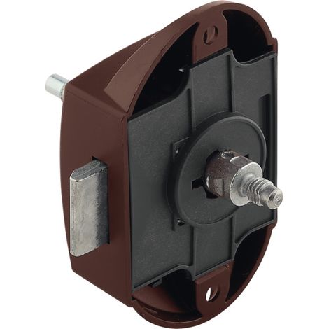 Cyclingcolors – Serrure espagnolette à poussoir grand modèle 25mm – Utilisable des deux côtés – Verrouillage par pression et tirette – Marron foncé (1/3)
