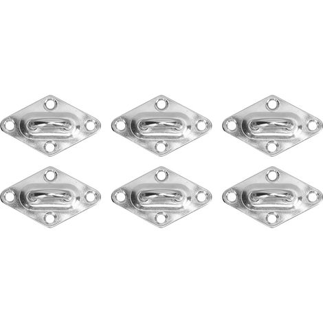 Crochet mural de plaque à œil en diamant, matériel de pont marin en acier inoxydable pour voile de pare-soleil 5mm/0,20 pouces 6 pièces