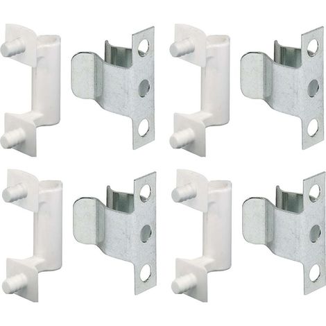 4x loqueteau ressort acier + 4x contre pièce plastique fixation meuble porte bois armoire étagère (1/3)