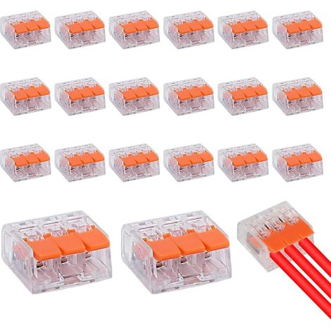20 Pièces Connecteurs Électriques Bornes de Connexion Automatique 3 Entrées Connecteur Rapide Raccord Electrique Cosse Electrique a Sertir Installation Facile et Sécurisée 3 Ports (1/5)