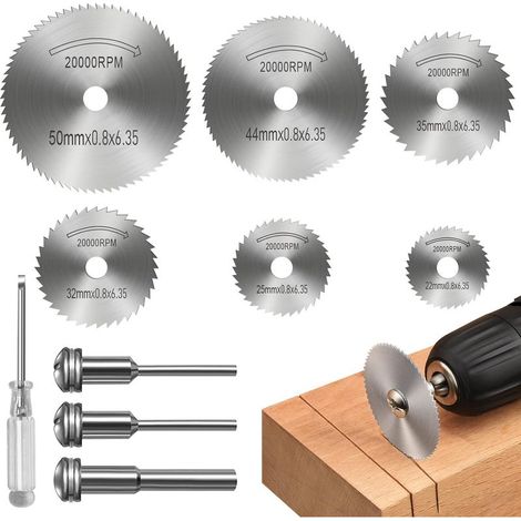 Discos de corte para herramientas rotativas, discos para taladro, mini hojas de sierra circular de acero de alta velocidad para cortar madera, plástico y metal. (1/5)