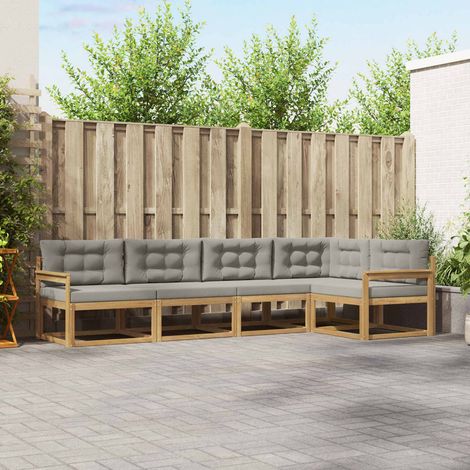 vidaXL Outdoor-Sofagarnitur 4 pcs Weiß und Hellgrau Polyester (1/5)