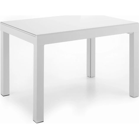 Balmoral,  Tavolo allungabile con top in vetro temperato Extra white (83cm X 120/175/230 /290/350cm H. 75cm)  Duzzle (1/4)
