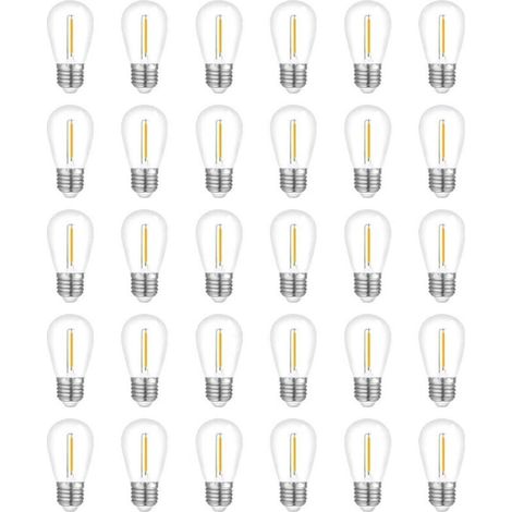 Paquet de 30 Ampoules pour Guirlande Lumineuse D'Extérieur, Ampoule Remplacement S14 Étanche, Culot E26 Blanc Chaud (1/4)